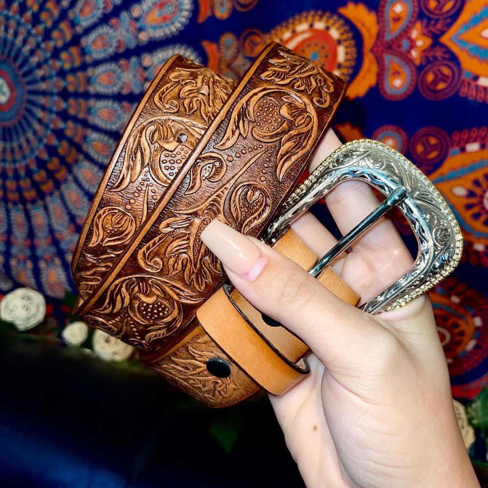 ❤️ Mexican Hand-tooled Leather Belt